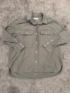 Everlane Taupe 100% Organic Cotton Button-Down Utility Shirt